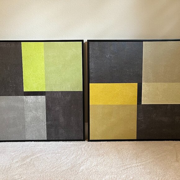 Crate & Barrel Geometric Giclee Print on Canvas Set - Picture 1 of 10